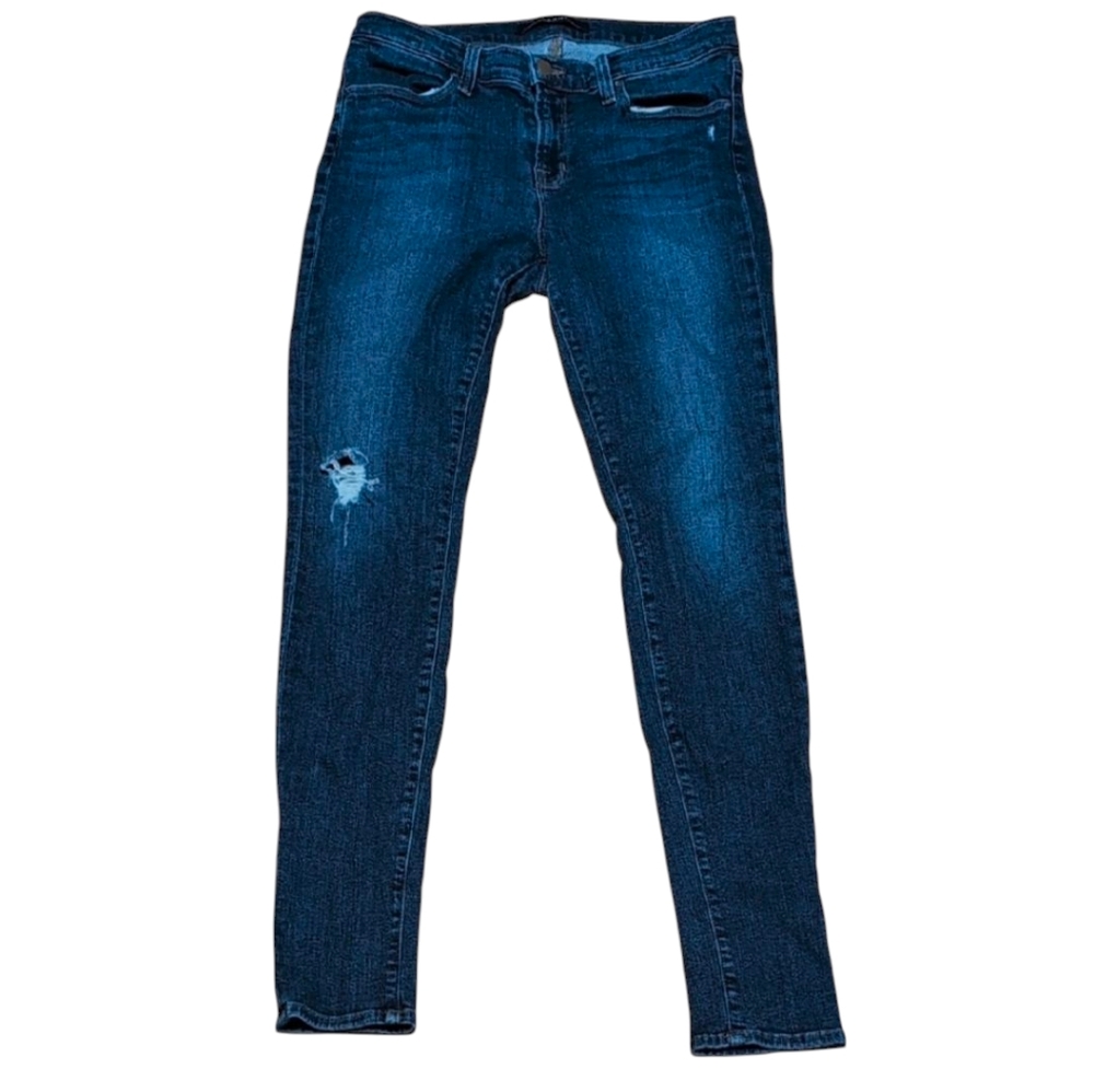 J Brand Mid Rise Super Skinny Distressed Jeans Size 30